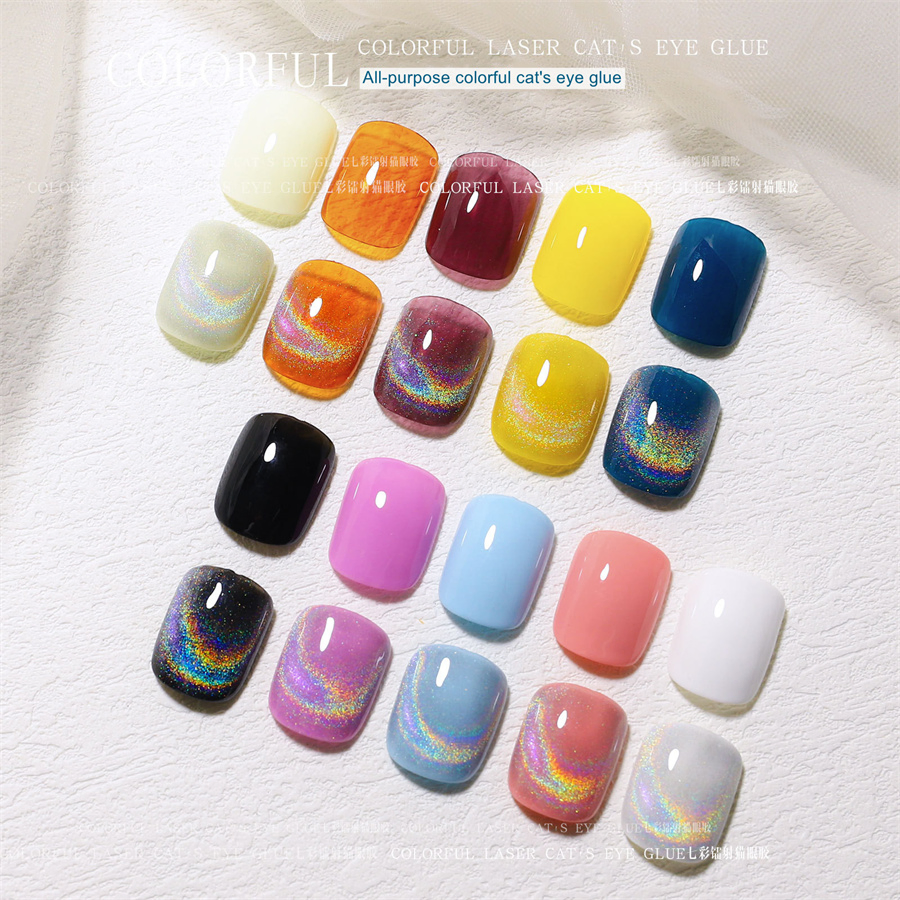 Nail Art Explosive Universal Colorful Cat′ S Eye Glue Laser Rainbow Glare Spar Cat′ S Eye Nail Shop Phototherapy Nail Polish Glue