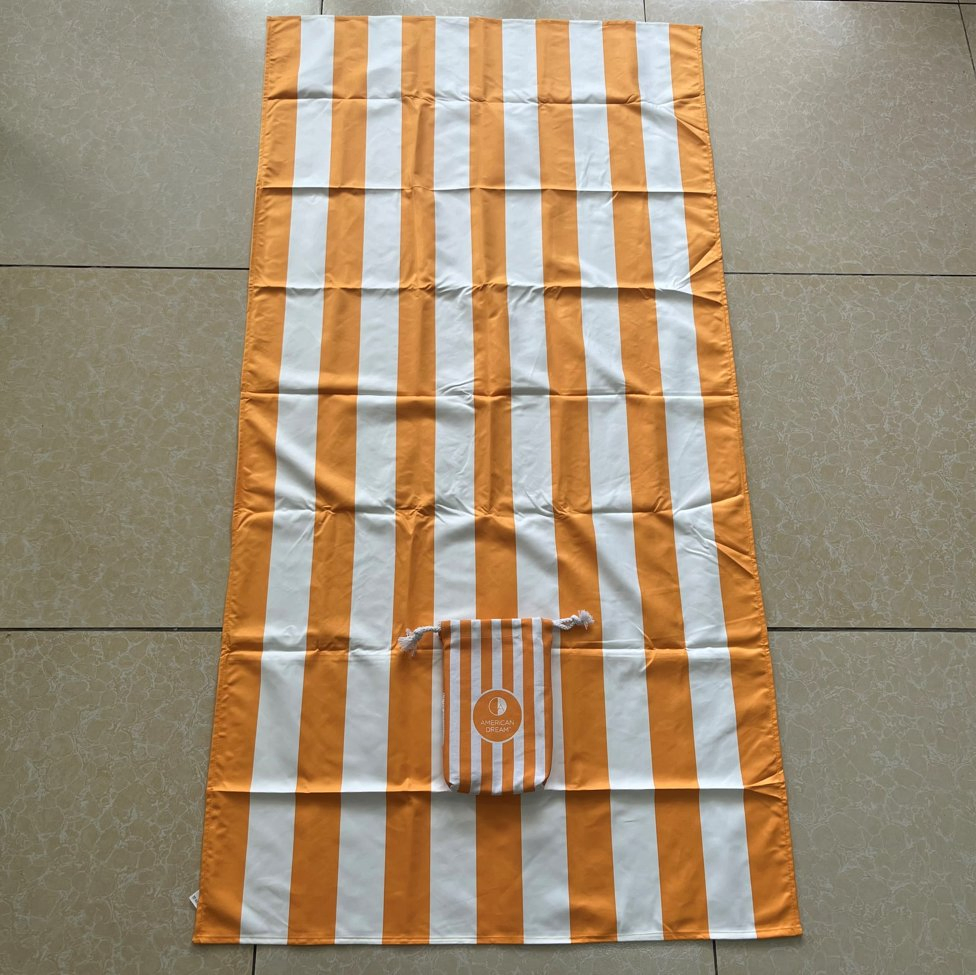 Striped Microfiber Double Printed Quick Dry Custom Microfiber Recycled Suede Beach Towel