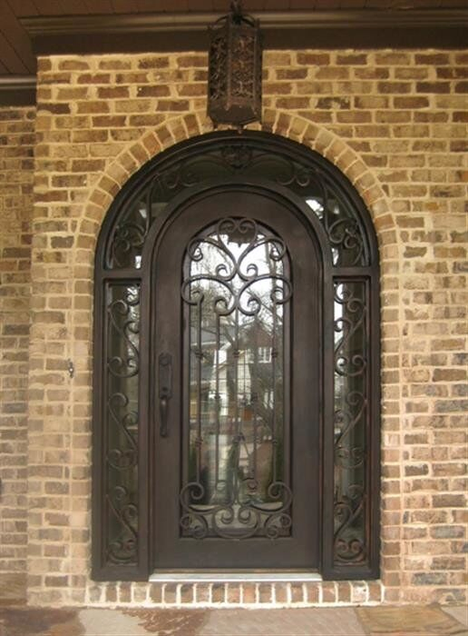 Round Top Exterior Gate Red Oak Wooden Door for Cottage