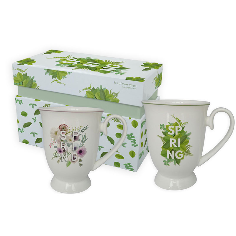 Manufacturer Wholesale High Quality Customized Sublimation Ceramic Coffee Mugs with Floral Pattern and Gift Box for Gifts