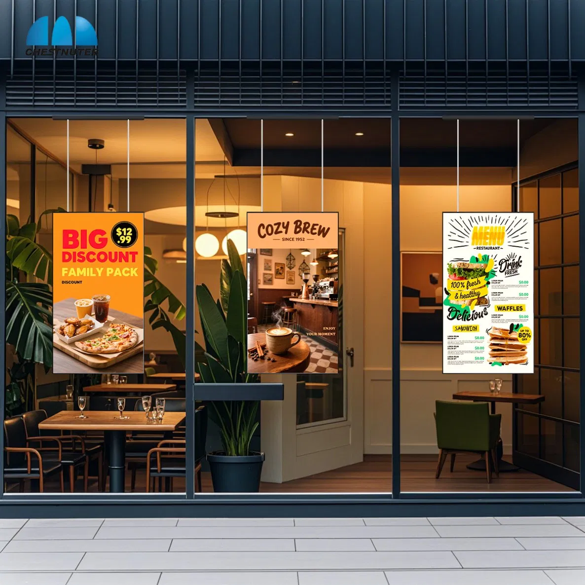 65'' Floor-Standing High-Brightness LCD Digital Signage Window Facing Display for Shops Advertising Kiosk