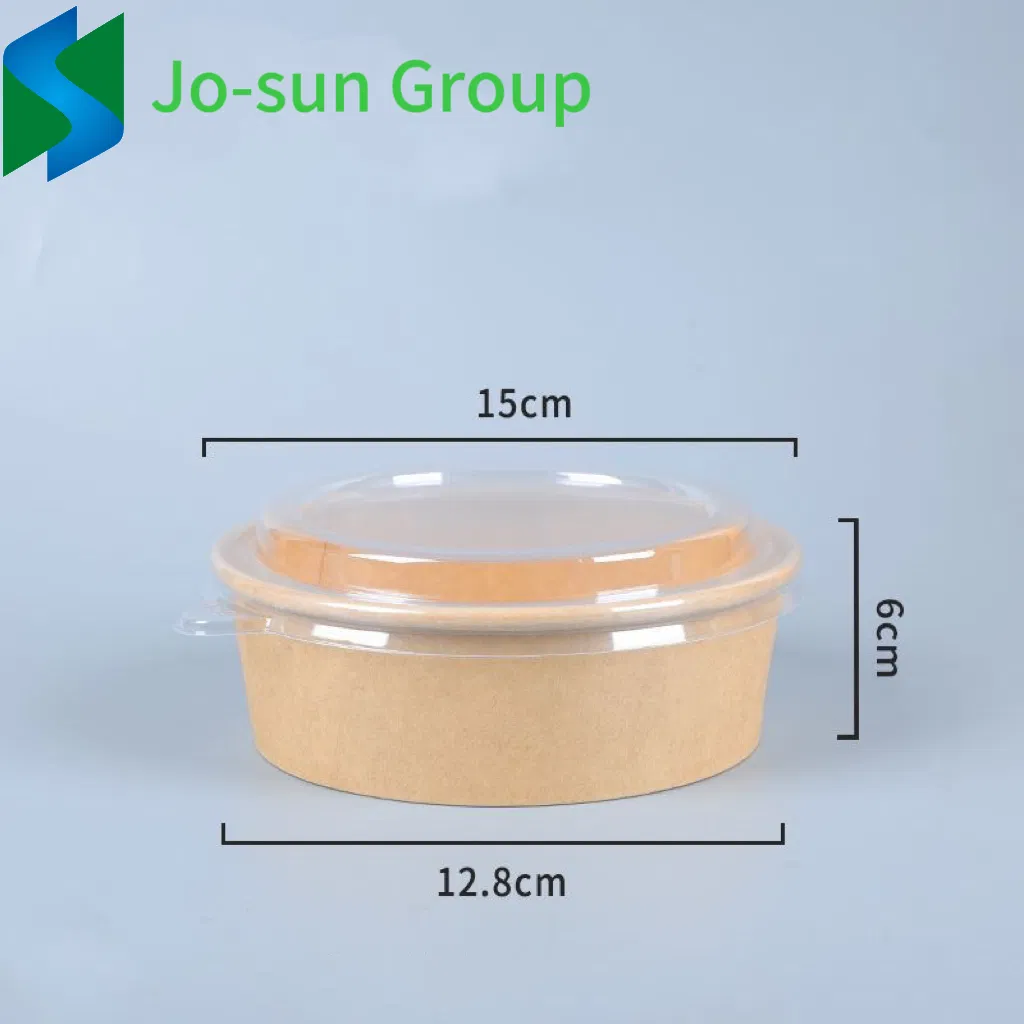 Jo-Sun Custom Disposable Kraft Food Paper Water and Oil Proofing Bowl Lunch Salad Bowl with Logo