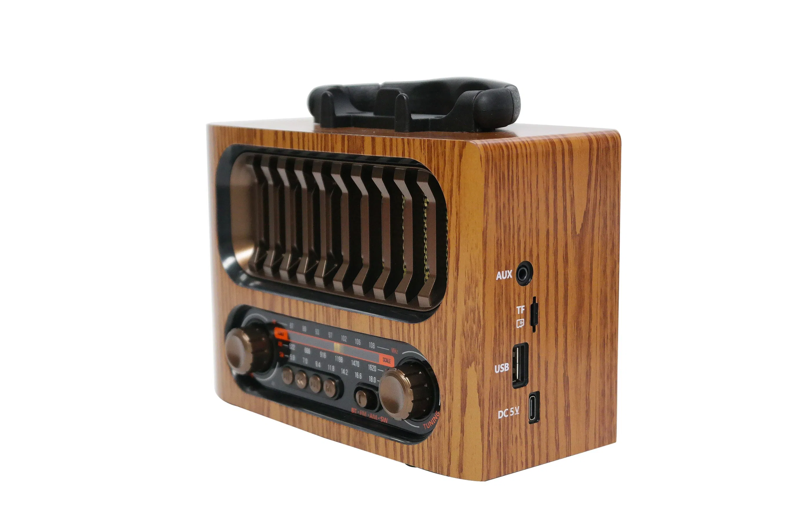 Rechargeable Transistor Radio Portable 3-Band Am FM Sw Radio, TF Card and MP3 Player, Rechargeable Speaker, Bluetooth Retro Design Meier M-1931bt