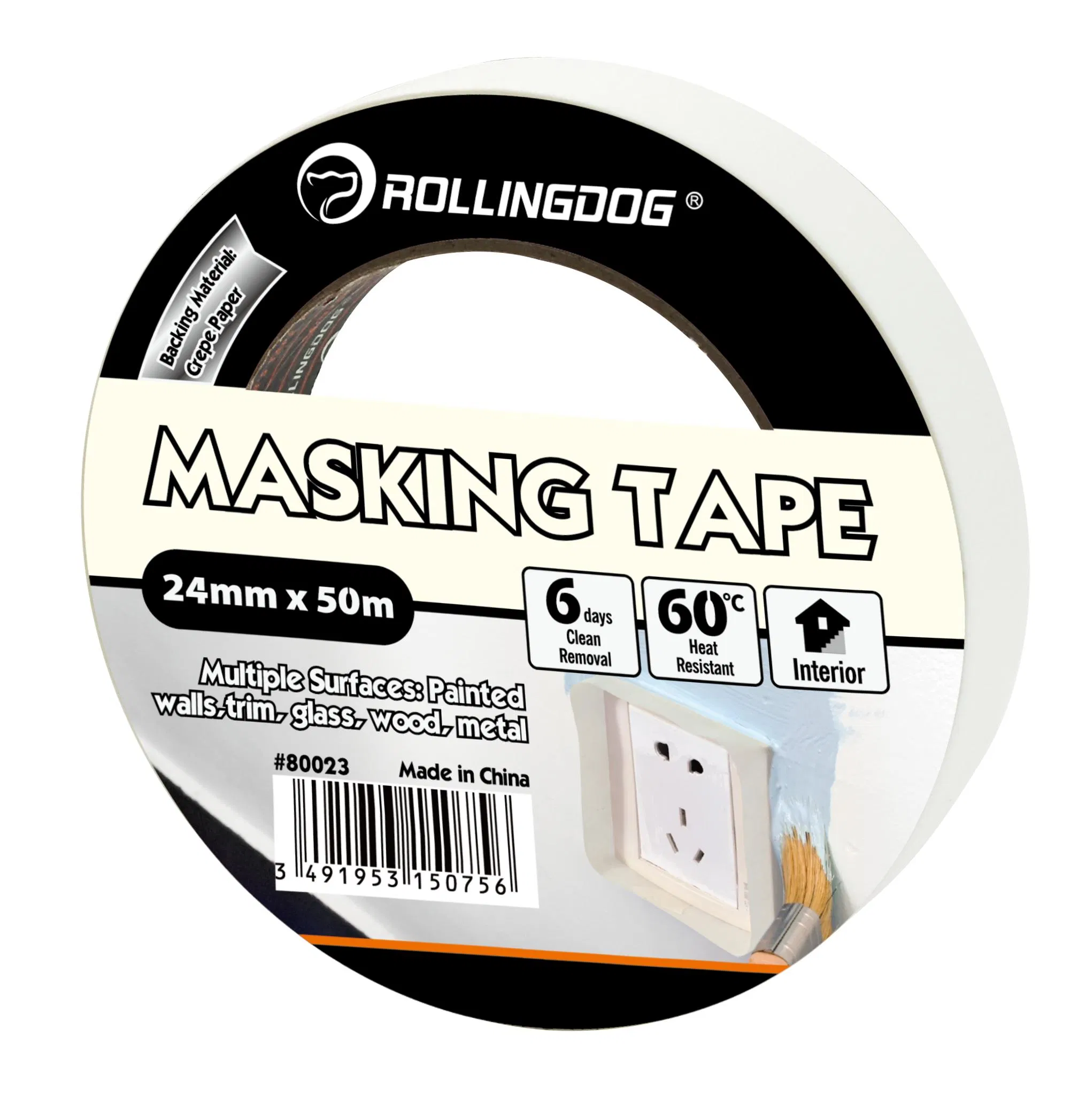 Rolingdog-Standard 80023 Masking Tape 6 Days Clean Removal