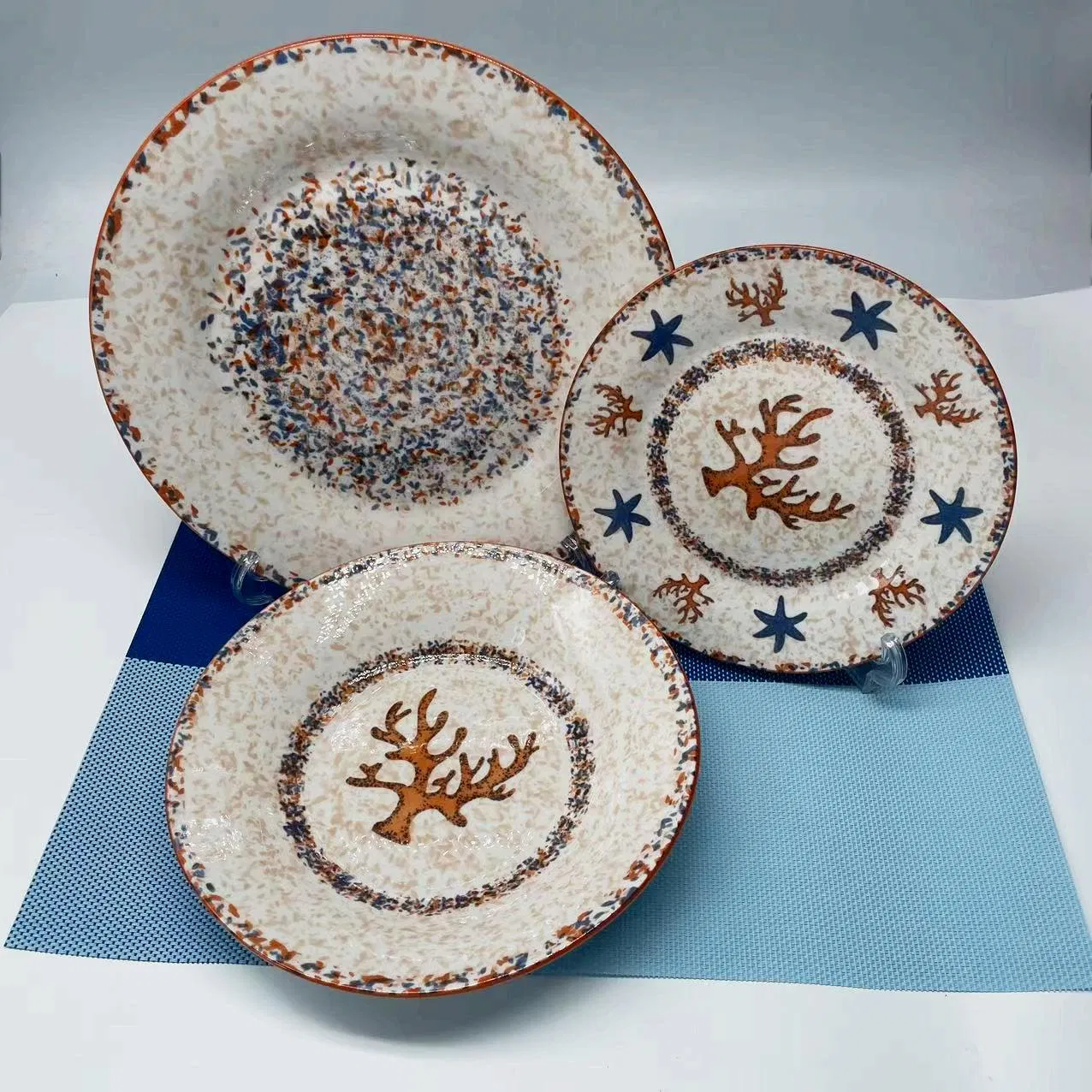 Fresh Minimalist Starfish Pattern Pad Printing 12PCS Dinner Set Porcelainware Ceramic Tableware
