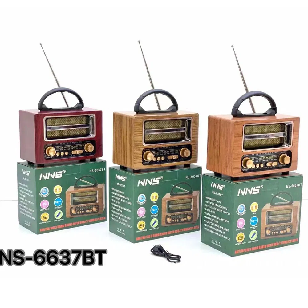 Ретро радио NS-6637BT с Bluetooth, деревянный корпус