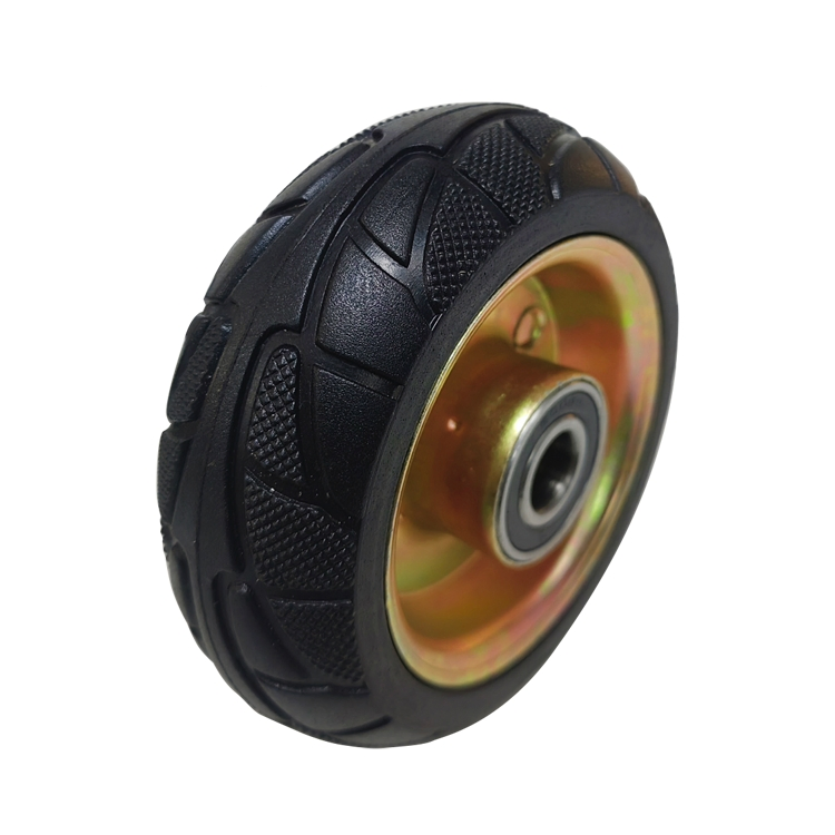 4-Inch Medium-Duty Rubber Casters with Iron Rims and a Non-Slip Textured Surface, Making Them Slip-Resistant and Durable. Suitable for Tool Carts and Handcarts.