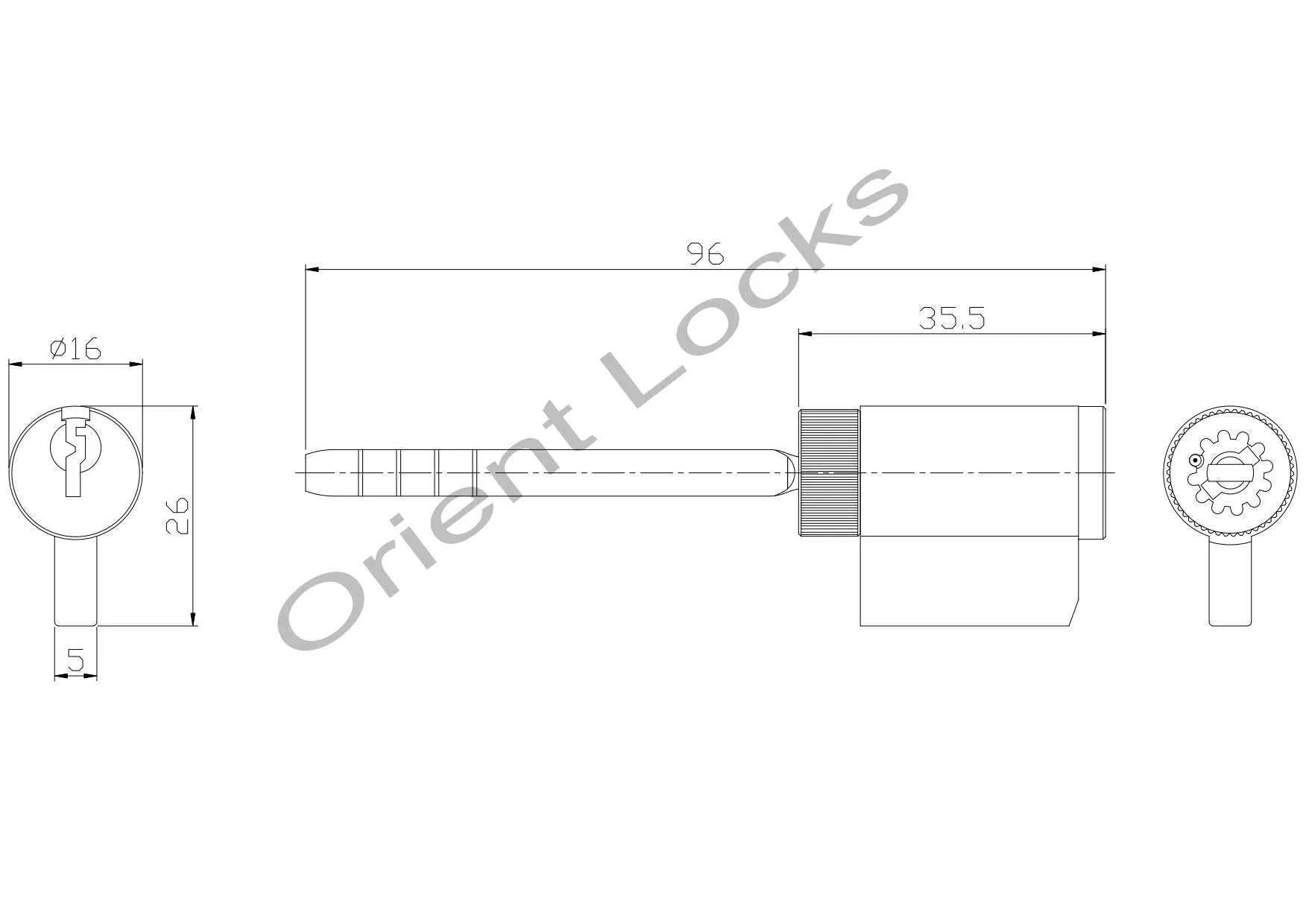 Small Door Lock Cylinder with Tail Bar