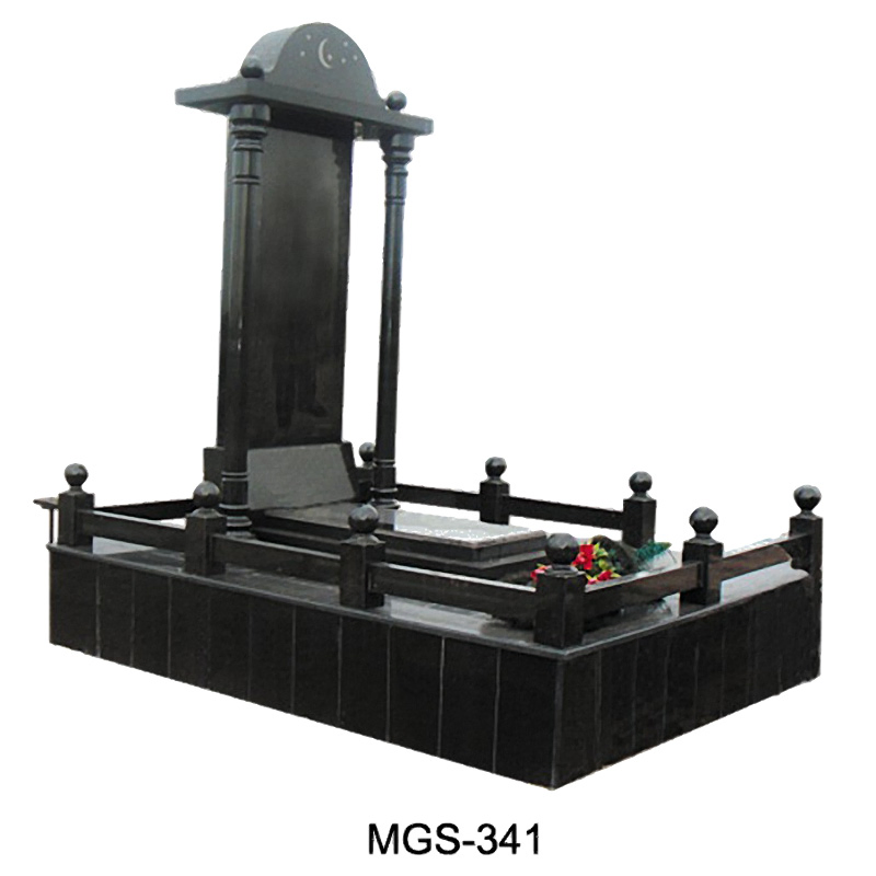 Russia Ukraine Black Big Size Luxury Single Monument Tombstone with Column for Cemetery