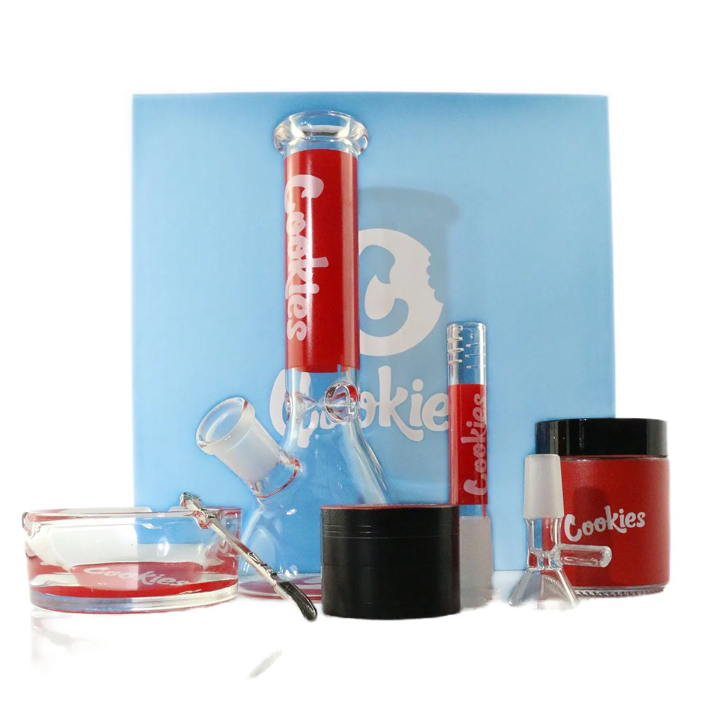 Glass Water Pipe Set Gift Smoking Set 7-Piece Set for Smoking Grinder Tray Jar