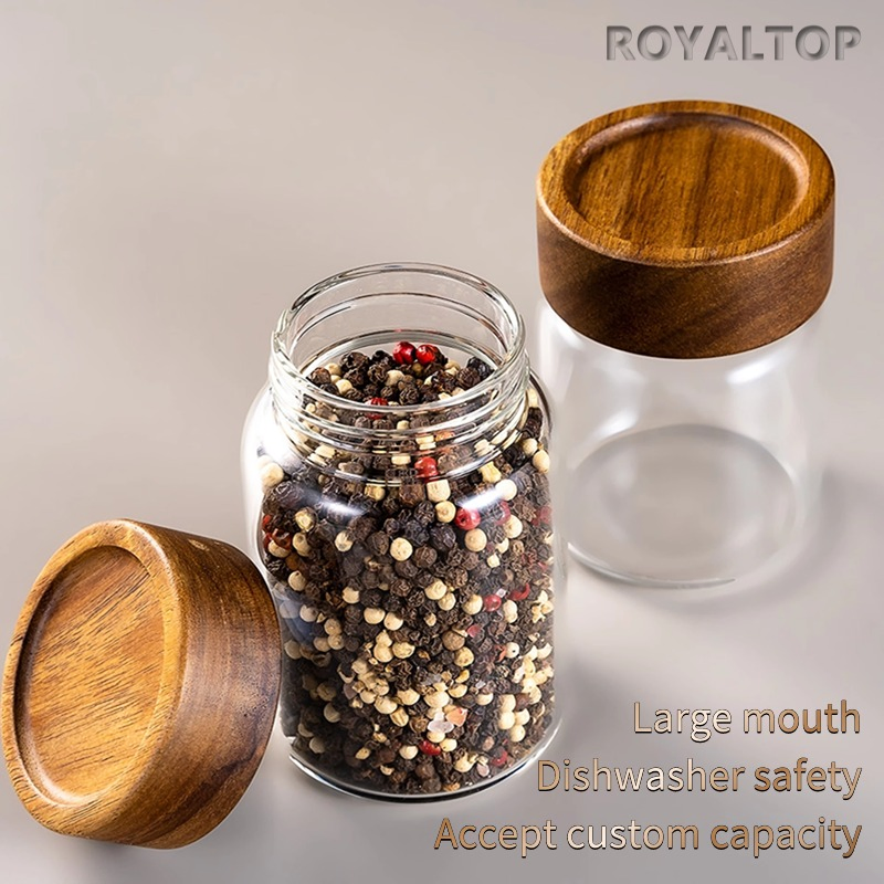 Набор стеклянных банок с деревянной крышкой 6-60 унций