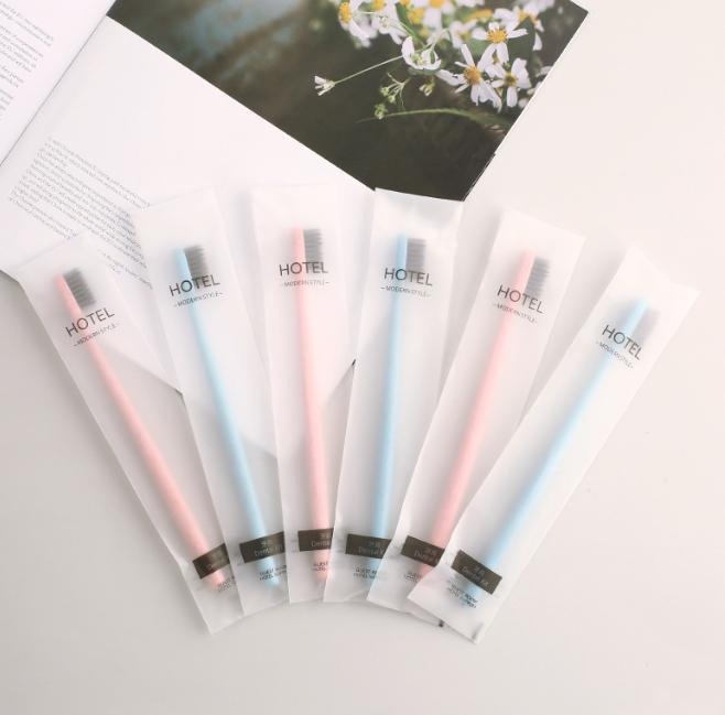 Custom Logo Eco Friendly Hotel Traveling Wheat Straw Disposable Toothbrush