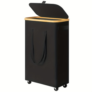 Environmentally Friendly, Washable, Foldable Home Laundry Basket with Wheels and Inner Bag