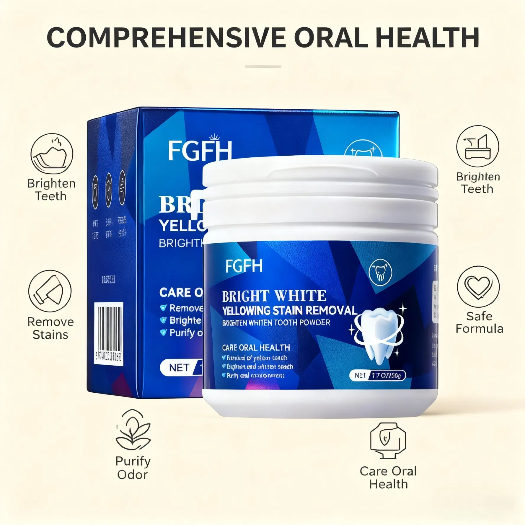 Whitening Tooth Powder Protects Gums Freshens Breath Removes Stains for Home Use