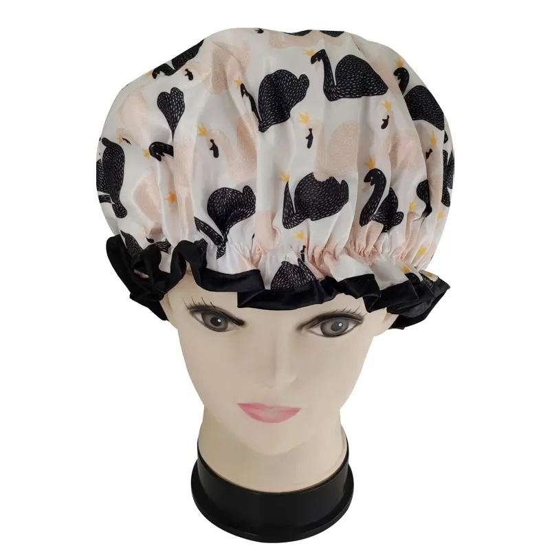 Factorydirect High Quality Cartoon Shower Caps Low MOQ Large Enough Elastic Double Layer