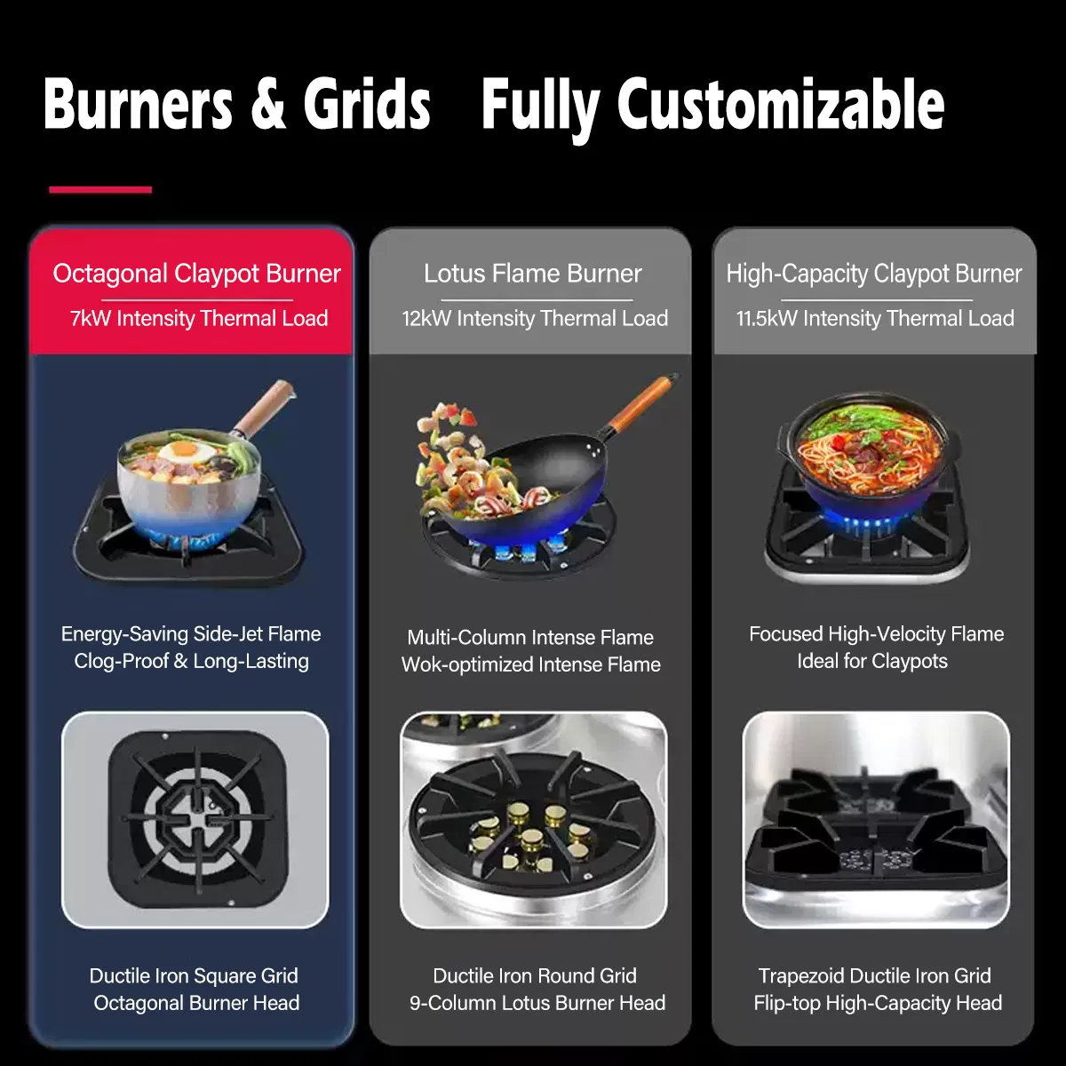 High Efficiency 4-Burner Commercial Gas Stove for Chefs