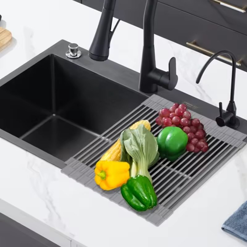 Складной силиконовый коврик для сушки посуды