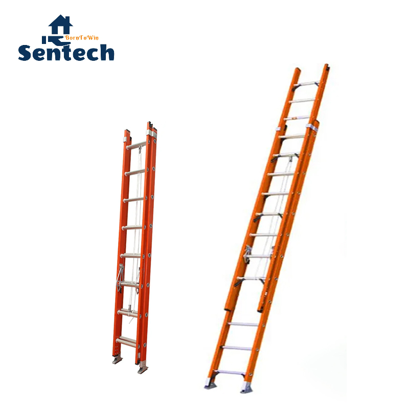Heavy Duty Type Ia 300lbs Fiberglass Folding Extension Ladder for Professional Use