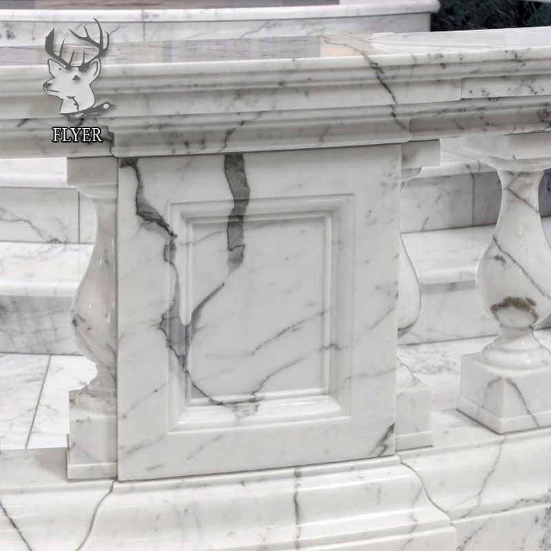 Building Home Decoration Staircase Polished Marble Stone Railway Handrails Baluster Balcony White Marble Balustrade