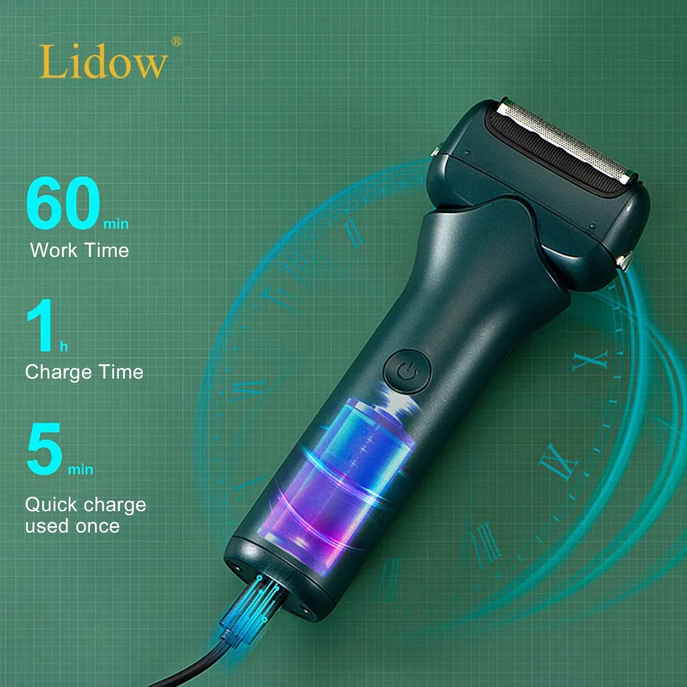 Two Reciprocating Floating Blades Electric Rechargeable Foil Shavers for Men