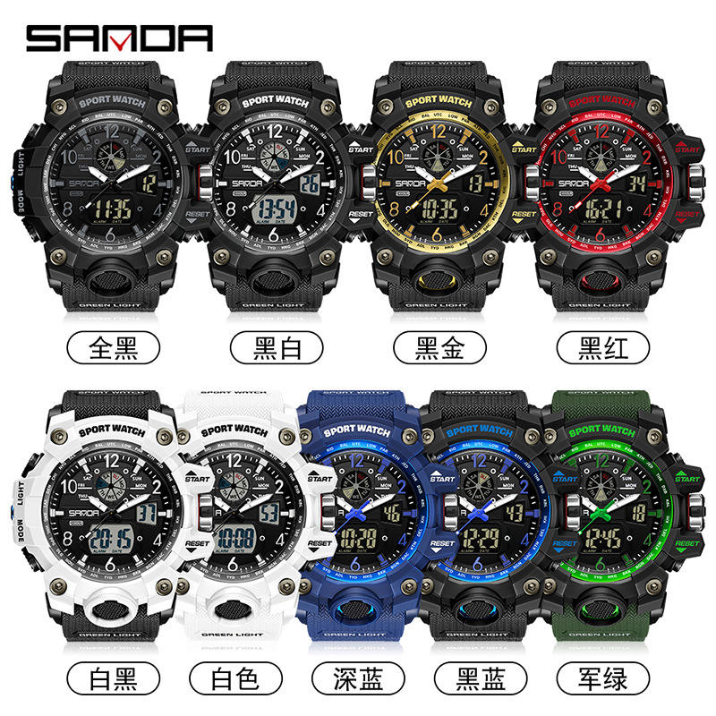 Sanda 3169 Waterproof Fashion Design TPU Strap Waterproof Digital Analog Digital Watch