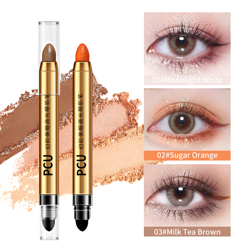 Double Head Shimmer Waterproof Lasting High Pigmented Glitter Highlighter Makeup Eye Shadow