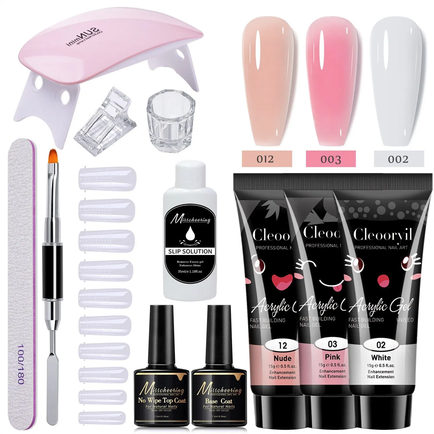 15ml Nail Extension Gel 12 Pieces Nail Mold Brush Nail Poly Gel Set Crystal Gel