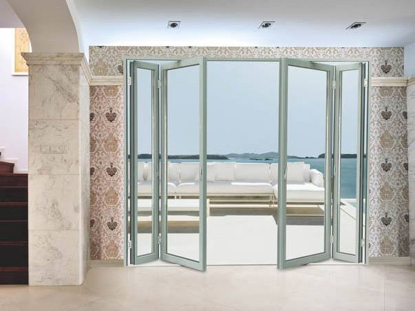 Алюминиевая складная дверь со стеклом для гостиной