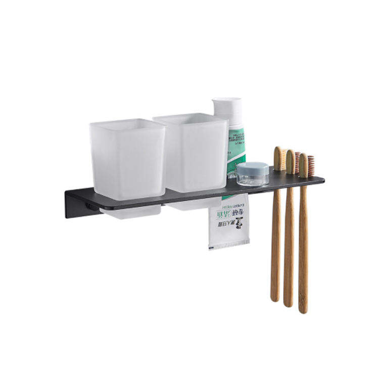 Bathroom Accessories Space Aluminum Black Wall Mounted Toothbrush Glass Cup Holder