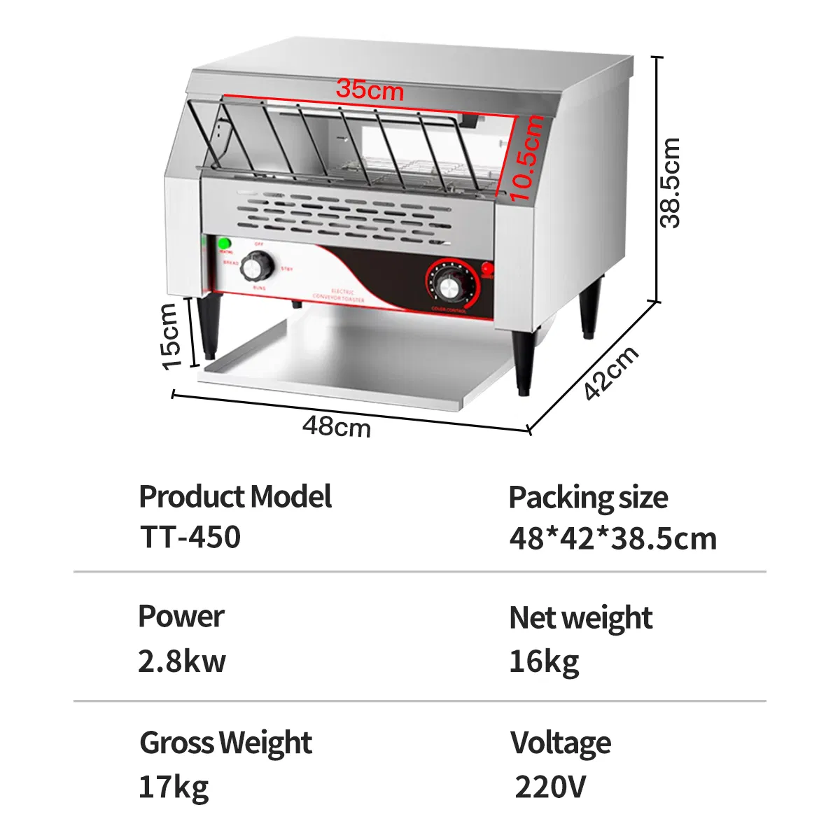 Commercial Removable Crumb Tray Table Toaster