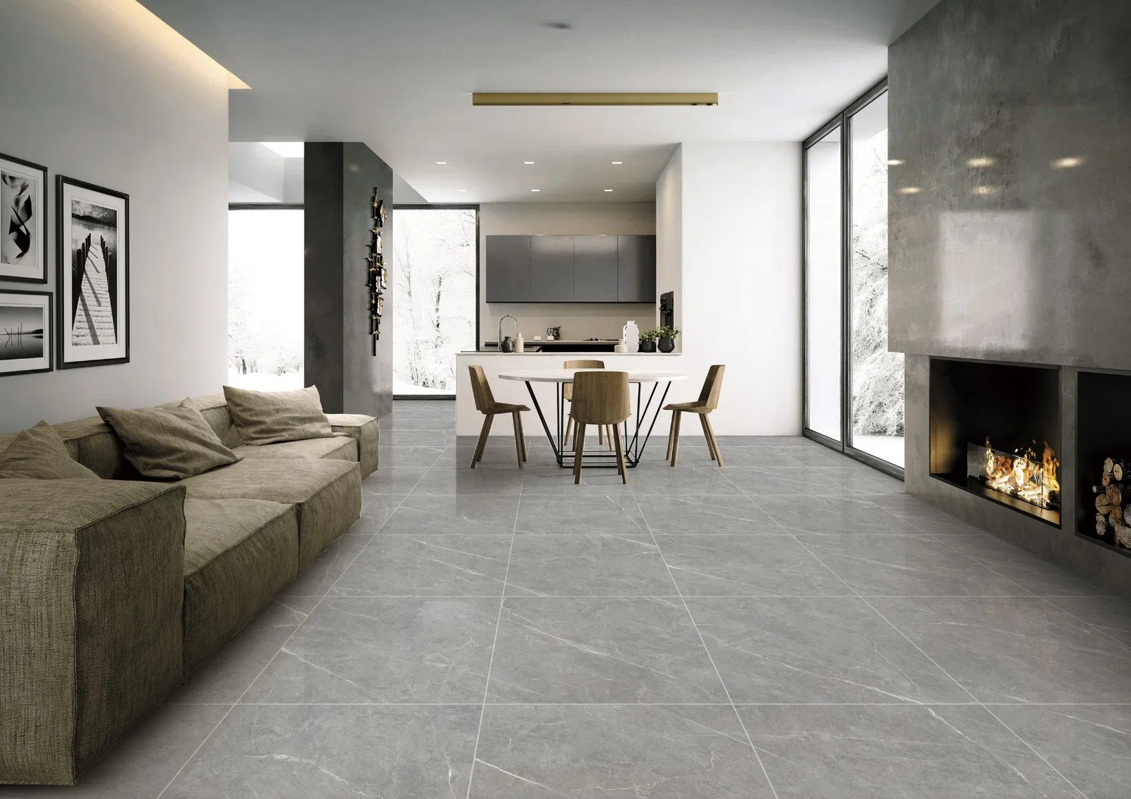 600X600mmhigh Quality Wall and Floor for Indoor Stairs Marble Gray Wall and Floor Tiles