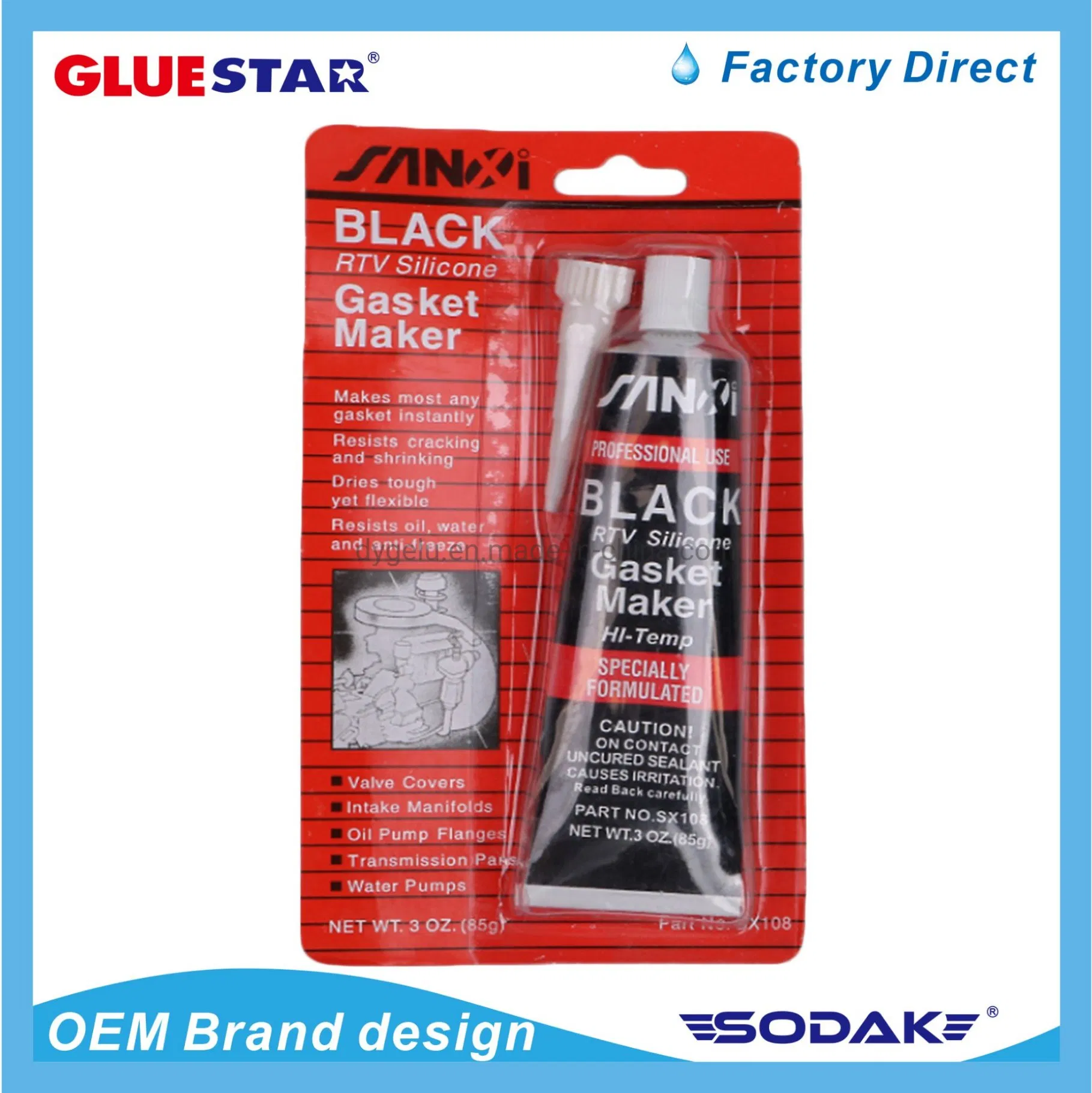 High-Temper Waterproof Fireproof RTV Silicone Sealant Gasket Maker Liquid RTV Silicone