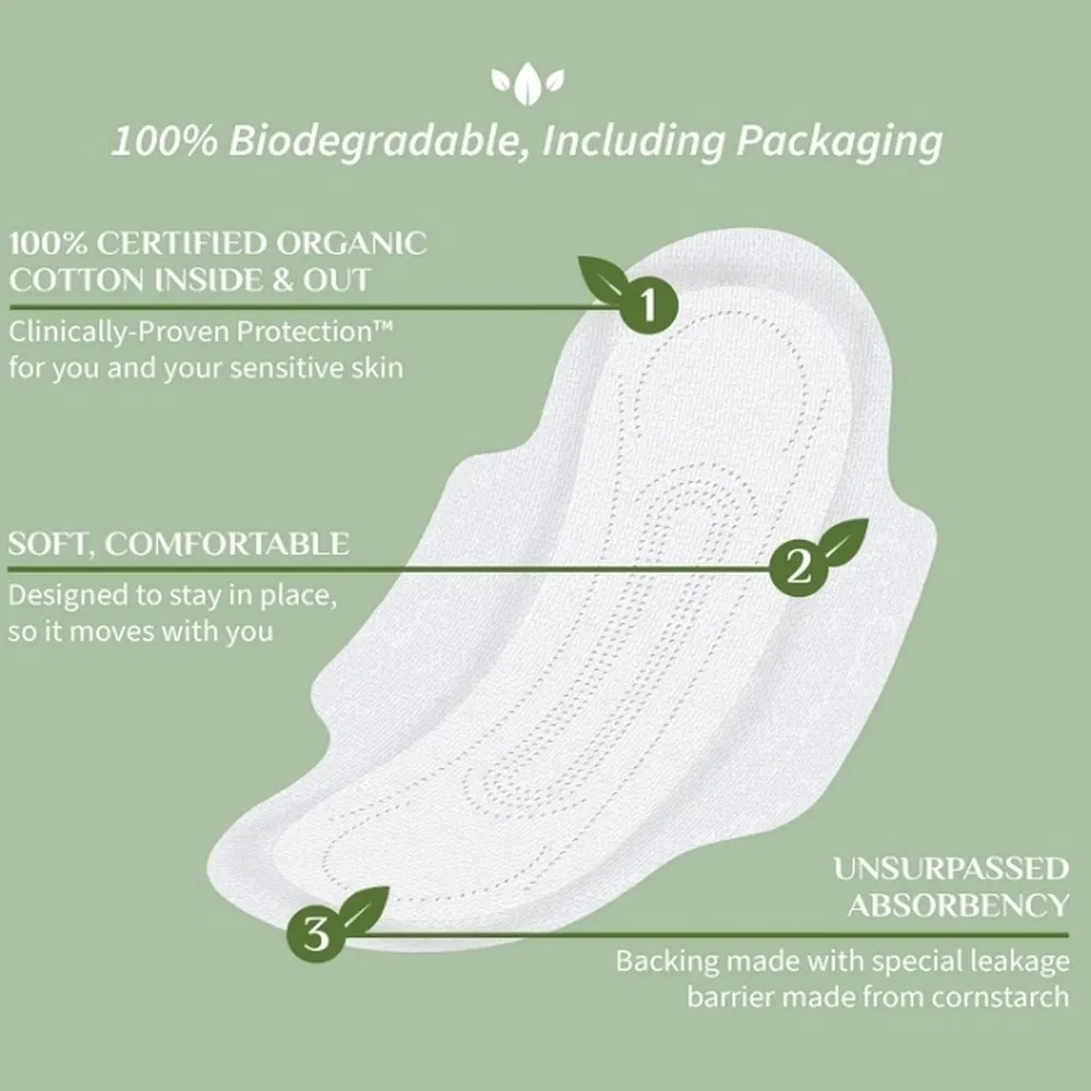 Factory OEM Disposable Female Cotton Sanitary Napkin for Lady Woman Girl Period Sanitary Pads Breathable Pure Cotton Sanitary Pads