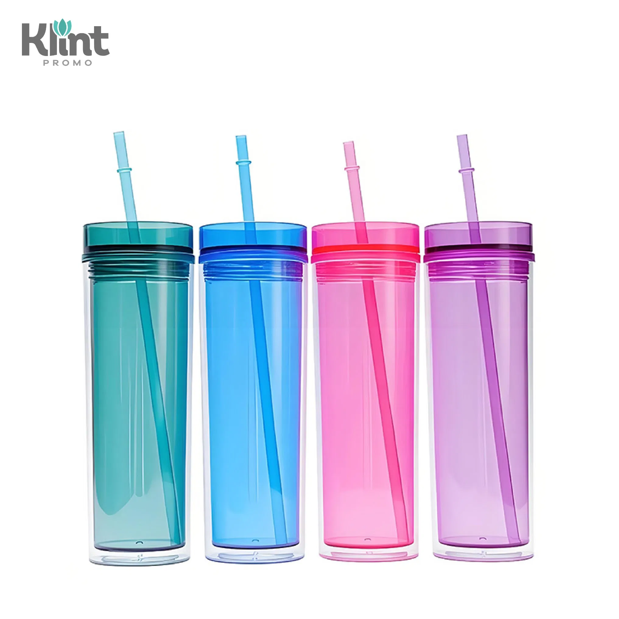 Многоразовая пластиковая кружка с трубочкой 450 мл