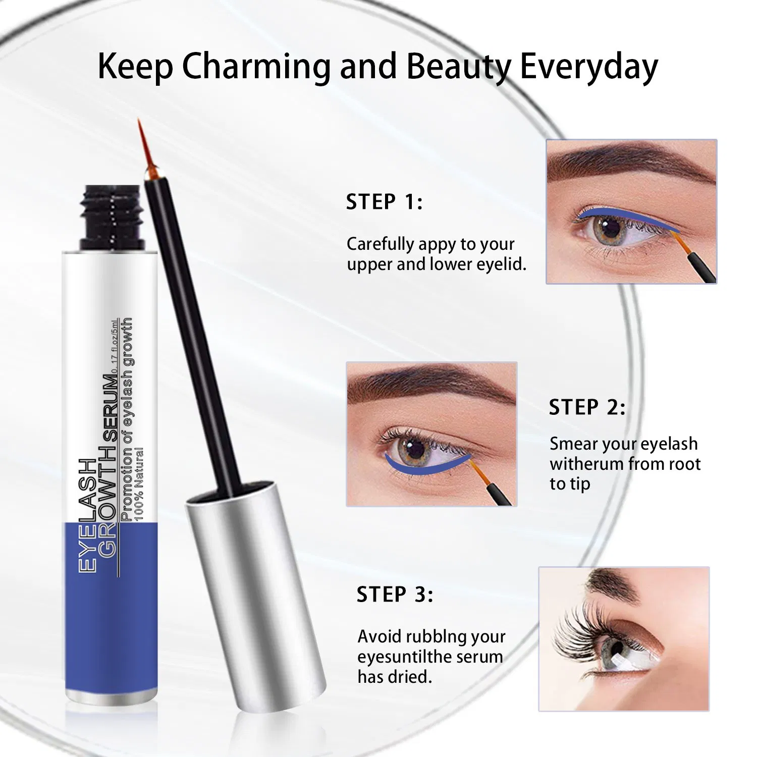Factory Price OEM Natural Enhancer Boost Eyelash & Brow Growth Serum for Longer