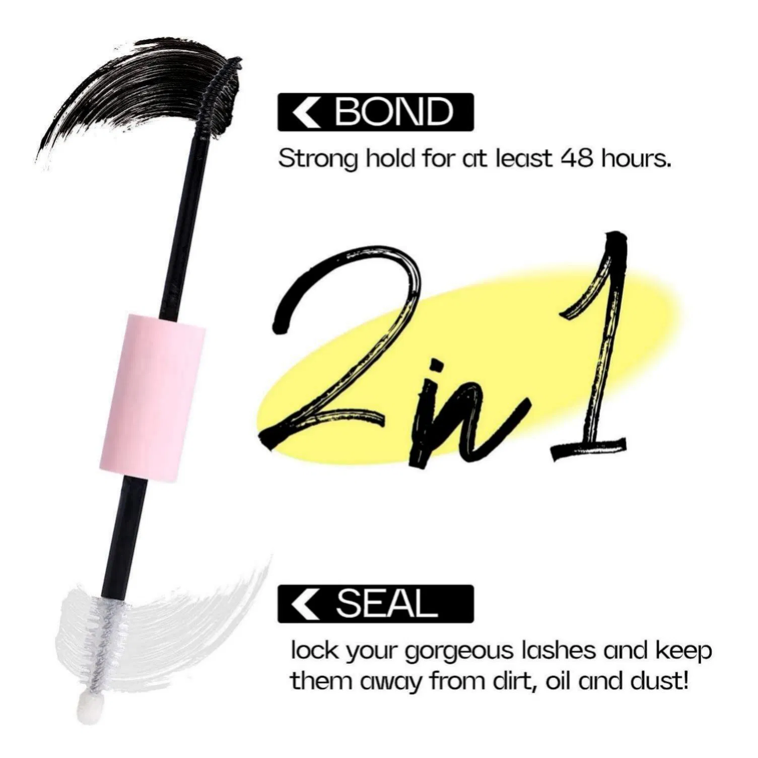 Waterproof Eyelash Extension Glue with 2-in-1 Clear Adhesive