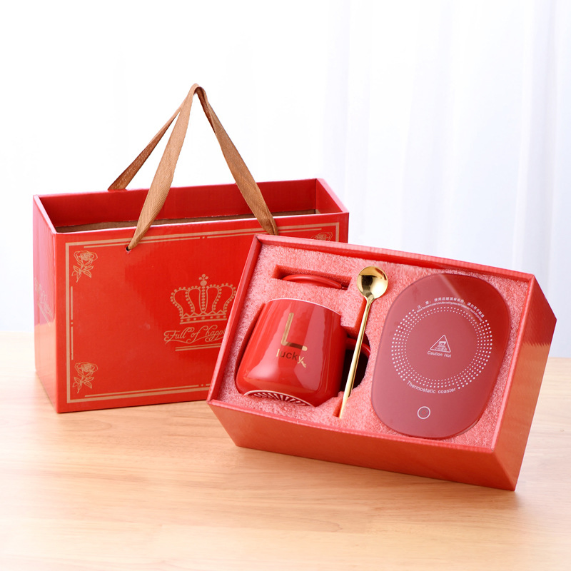 55 Degrees Constant Temperature Cup Ceramic Cup Gift Cup Water Cup Coffee Cup Gift Box with Spoon Can Be Heated
