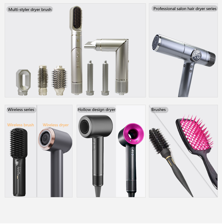 Professional Ionic Hair Dryer Universal Attachments Custom Care Curly Hair Blowdryer