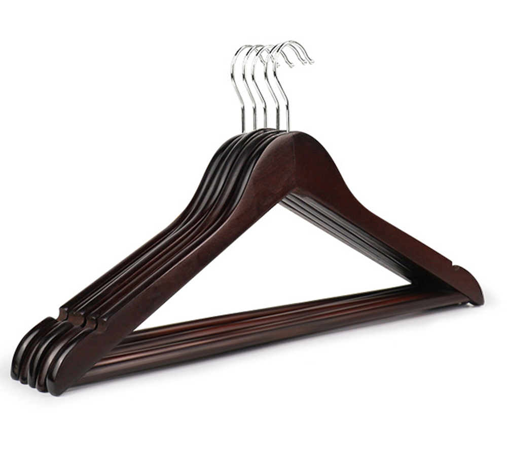 High-Quality Wooden Clothes Hangers (Solid wood) with Trousers Bar in Natural/Dark/Black/White Color for Shirts/Coats/Suits/Other Garments