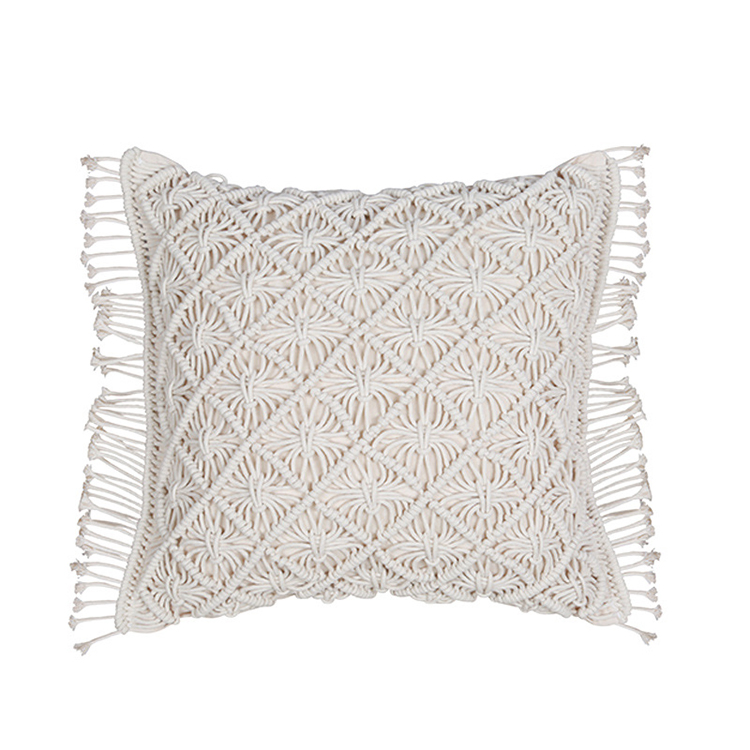 Hand-Woven Throw Pillowcase with Tassel Top Quality Home Decor Modern Crochet Cushion Cover