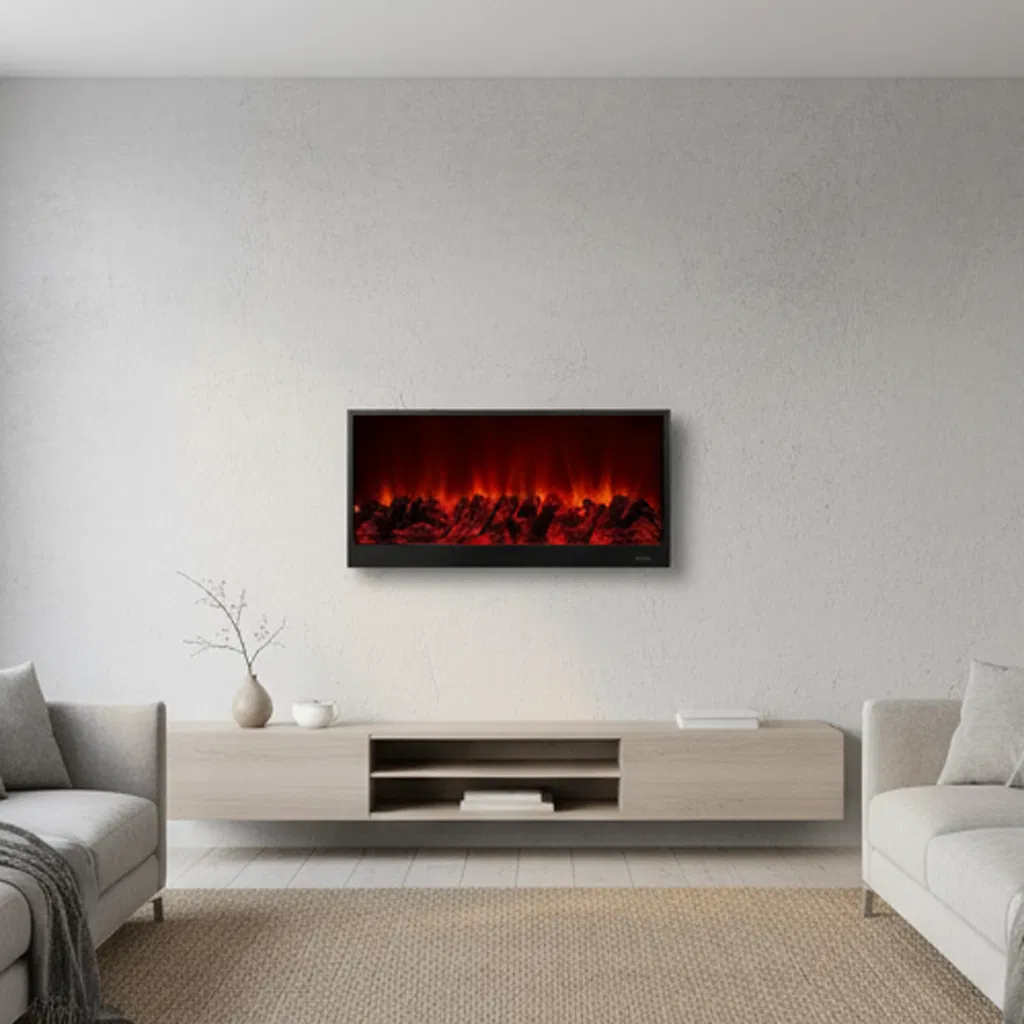 Multi-Color Electric Fireplace with Remote Control and Brightness Adjustment