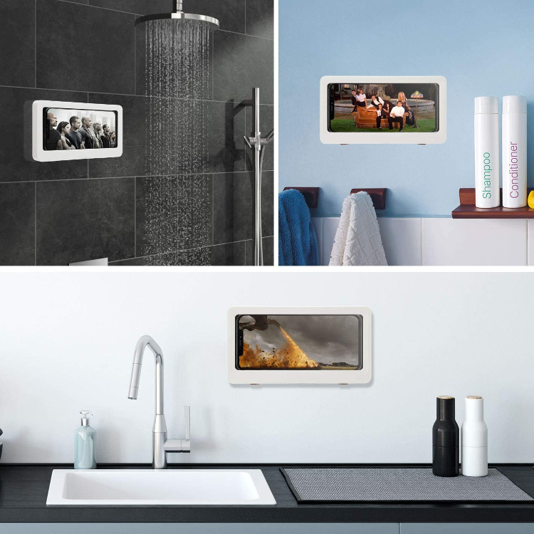 Charmount Home Wall Water-Proof Mobile Phone Box Self-Adhesive Phone Holder Touch Screen Bathroom Phone Shower Sealing Holder