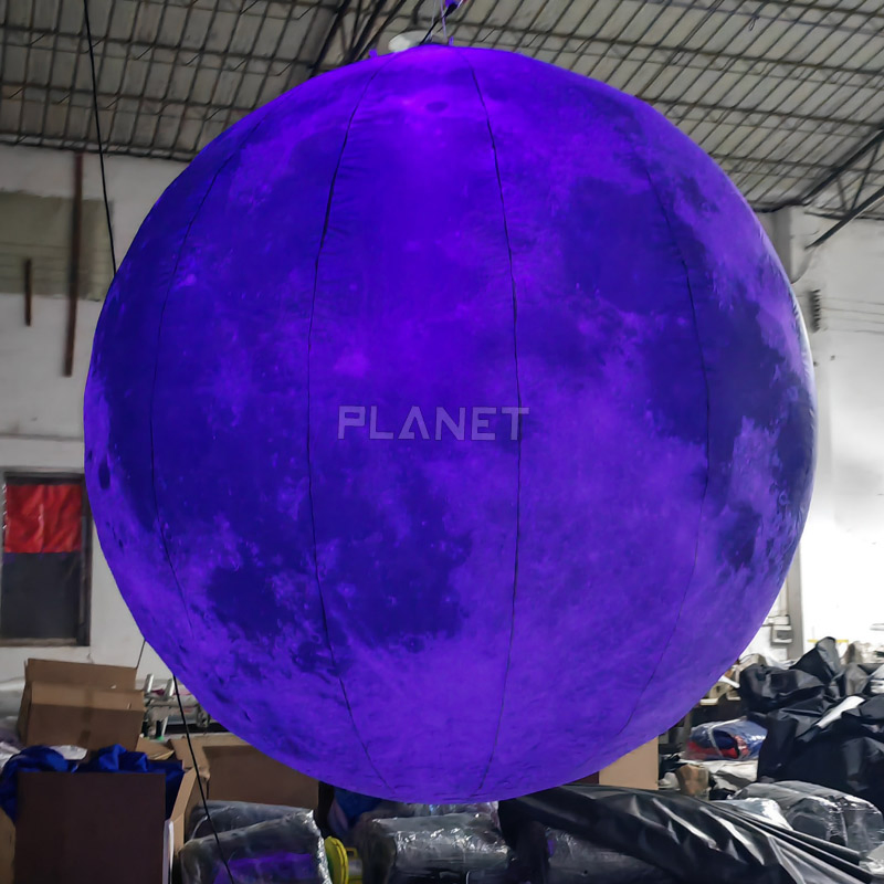 Giant Colorful Lighting Ceiling Hanging Inflatable Moon for Party Decoration