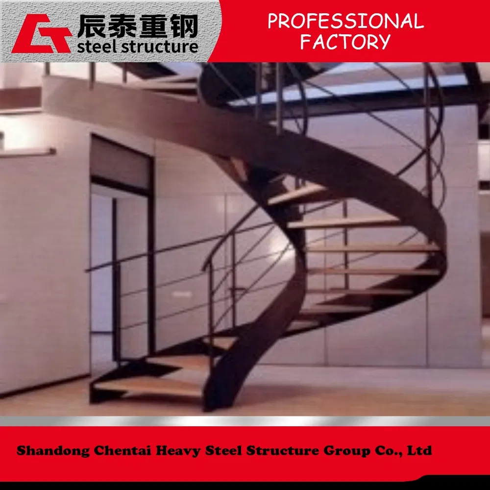 Building Material Steel Structure Staircase Fire Escape Stair with Metal Balustrade