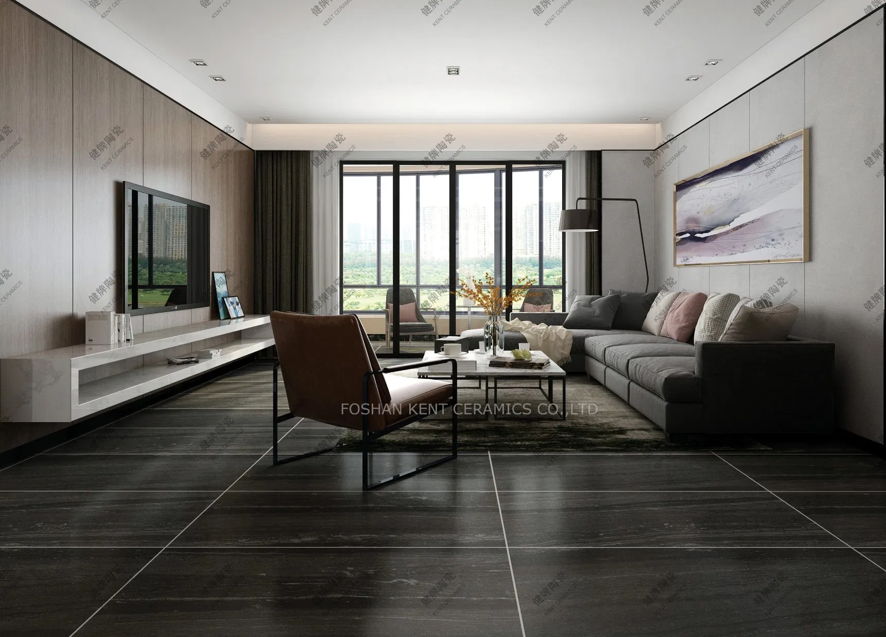 Серая плитка рустик с матовой поверхностью