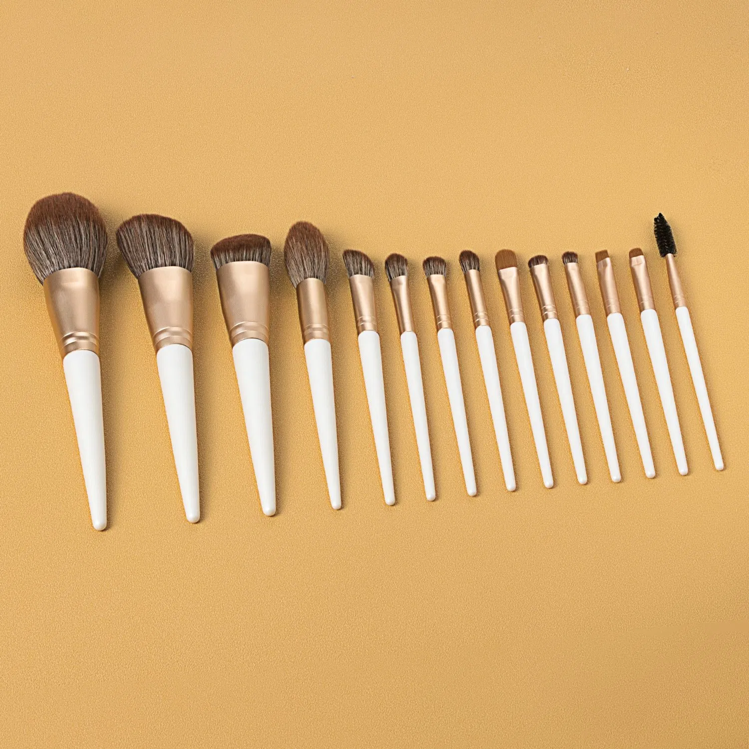 Professional Private label Makeup Brush Set Bronze Nylon Hair 14 Pieces Cosmetic Brush