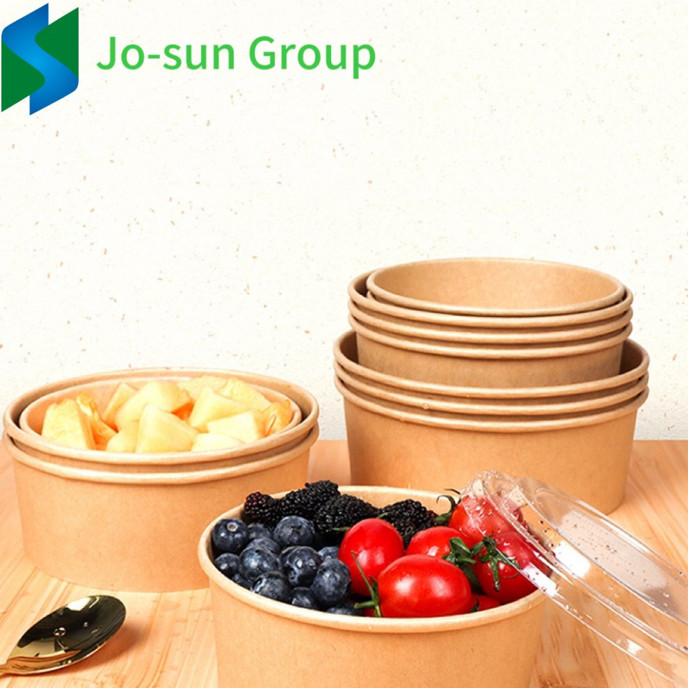 Jo-Sun New Design Factory Custom Eco-Friendly Brown Kraft Paper Food Container Round Bowl
