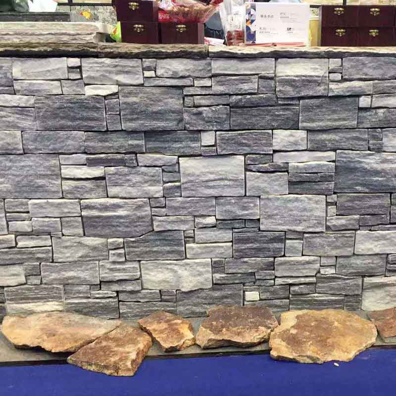 SMC-Cc178 Grey White Marble Cement Back Stacked Ledge Stone