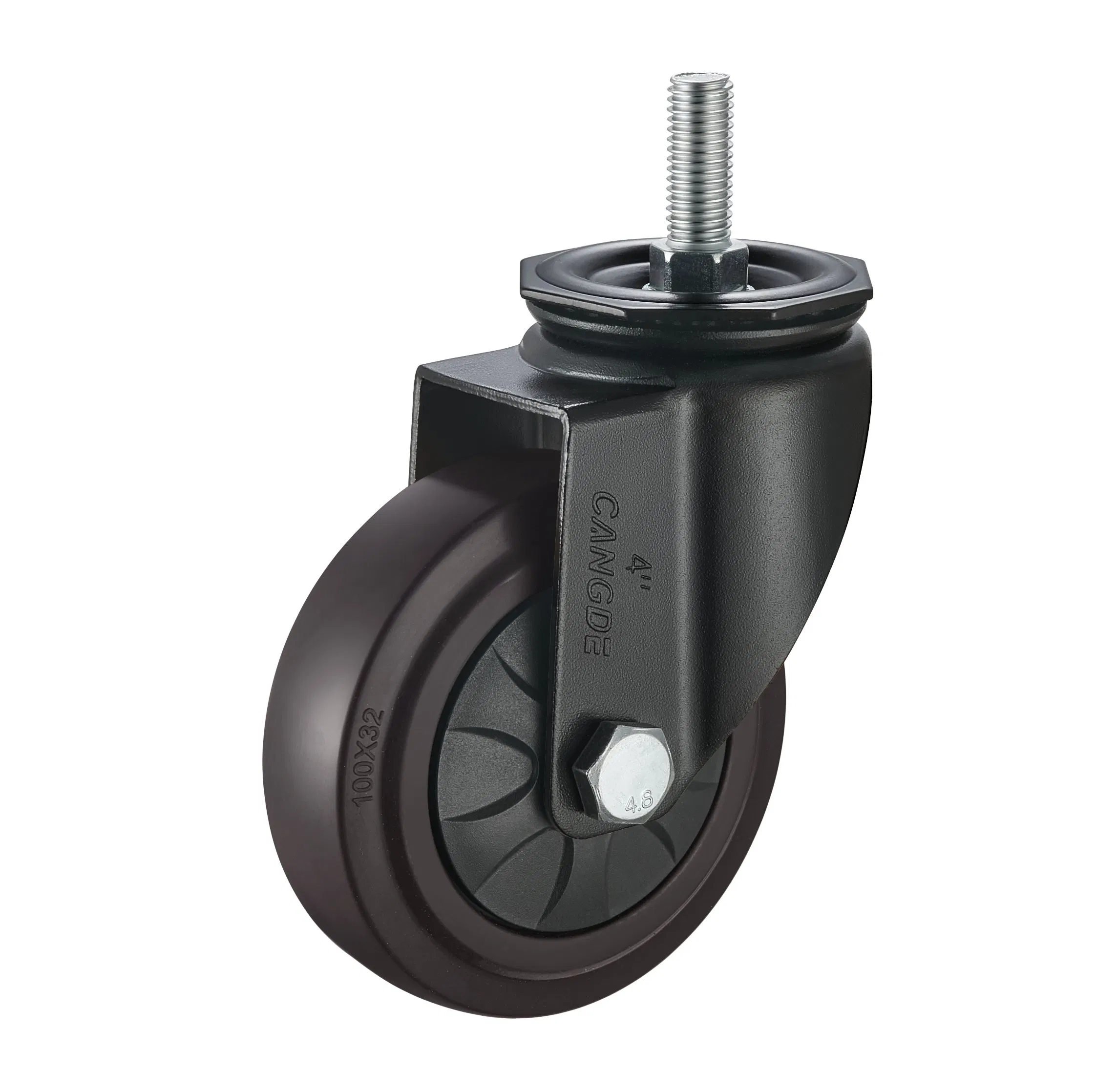 Brown TPR Rubber Brake Casters Medium Duty-2.5/3/4/5 Inch Silent Elastic Wheels with Total Lock