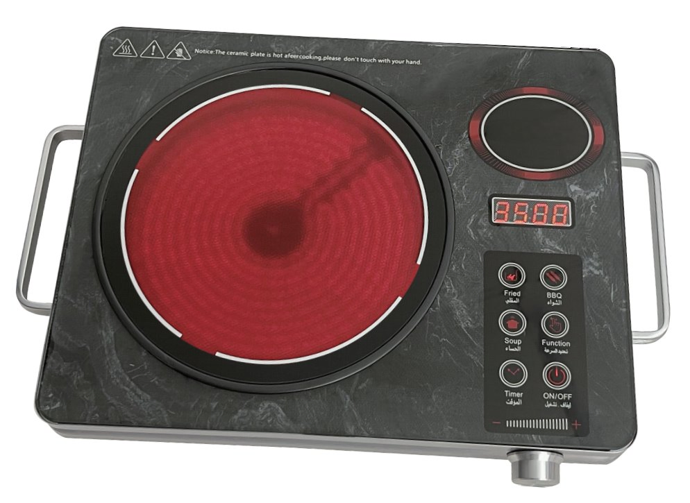 2200W Single Burner Stove Electric Hot Plate Black Crystal Panel Hot Plate Infrared Cooker